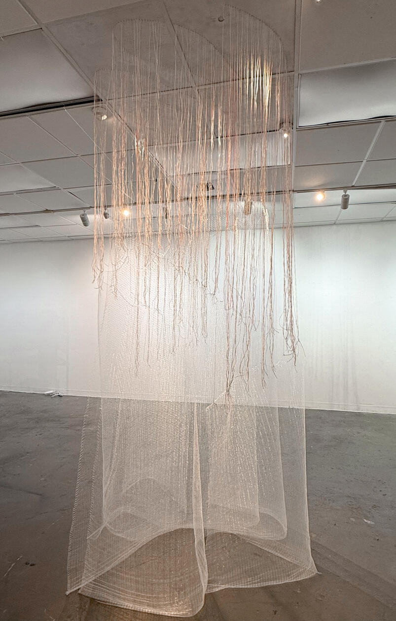 Fishing Net, 2024 (4'x4'x8') Satin Cords, Fish Net Fishing Net, 2024 (4'x4'x8') Satin Cords, Fish Net